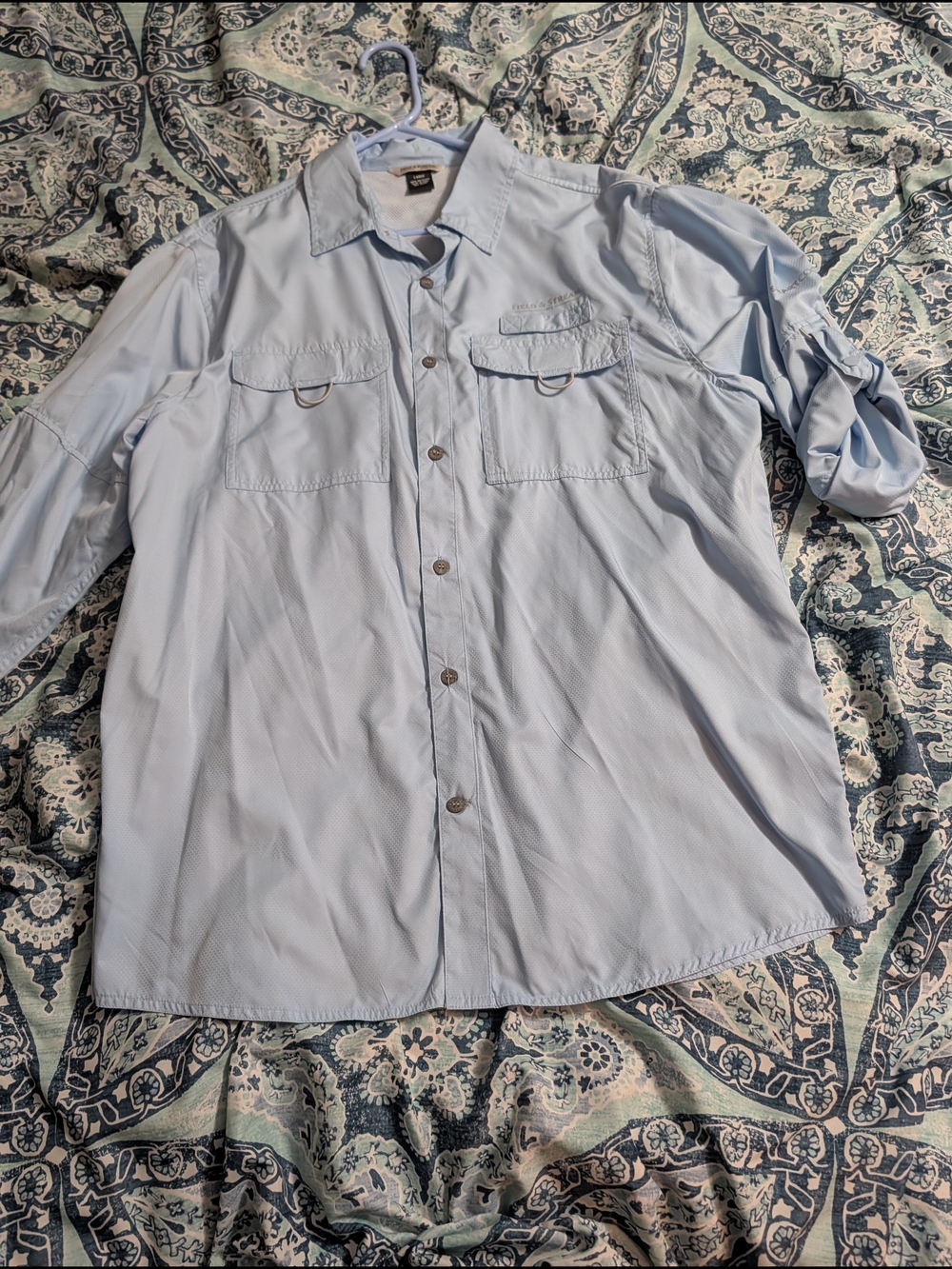 Field & Stream Light Blue Men's Breathable Button-Up Shirt